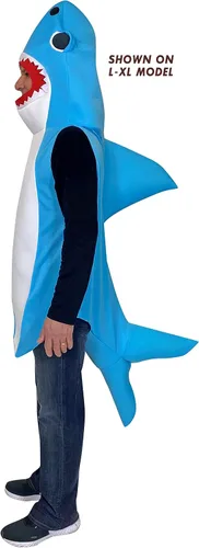 Vista 3 de Rasta Imposta Disfraz de tiburón azul para fiesta, disfraz de imaginación, tallas para adultos S-M y L-XL