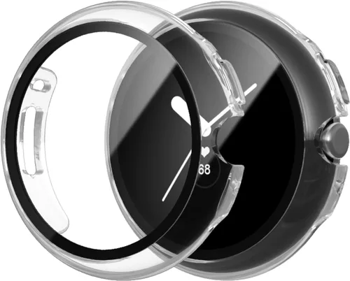 Vista 16 de JZK Paquete de 2 fundas protectoras de pantalla para Google Pixel Watch 2 (2023) / Pixel Watch, carcasa protectora general resistente a los arañazos