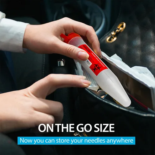 Vista 5 de Contenedores pequeños para objetos punzocortantes, contenedor de viaje para objetos punzocortantes, contenedor transportable para objetos