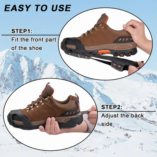 Vista 5 de Tacos de tracción de hielo crampones para caminar sobre nieve y hielo zapatos antideslizantes para nieve de hielo tacos de tracción para invierno