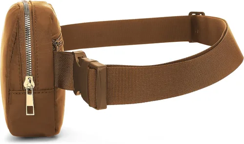 Vista 2 de Riñoneras cruzadas impermeables para niños y mujeres, bolsos de cinturón de moda con correas ajustables, Marrón, Talla única