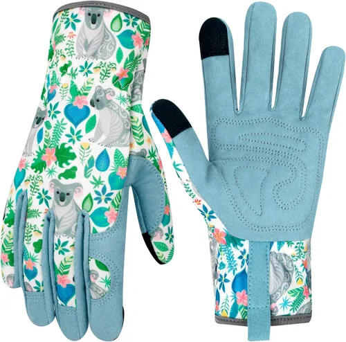 Vista 19 de Guantes de Jardinería de Cuero MERTURN para Mujeres, Guantes de Jardín a Prueba de Espinas, Guantes de Trabajo Compatibles con Pantalla Táctil