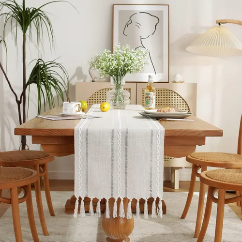 Vista 9 de Chassic - Caminos de mesa estilo granja, rústicos boho de 72 pulgadas de largo para comedor, decoración de mesa para fiestas, vacaciones y bodas, 14