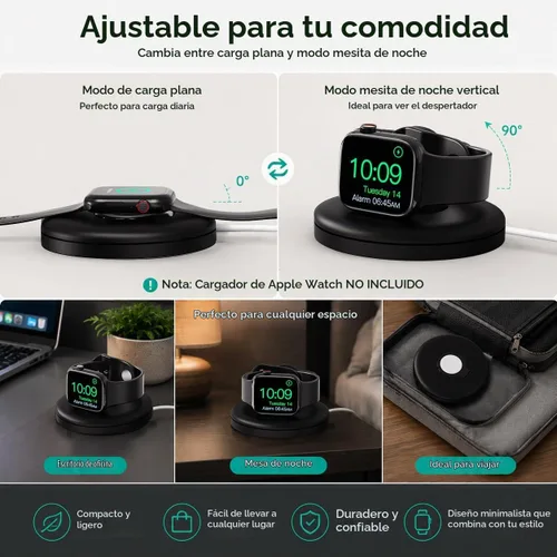 Vista 9 de PZOZ - Soporte de carga para Apple Watch, gestión de cables, base para Negro
