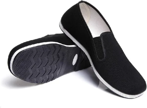 Vista 3 de UNOW - Zapatos chinos tradicionales para Kung Fu, de gamuza, color negro.