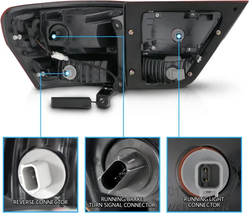 Vista 5 de AmeriLite Juego de luces traseras de repuesto para Jeep Grand Cherokee WK2 2011-2013, color negro, lado del pasajero y del conductor