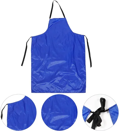 Vista 7 de DOITOOL Waterproof Dishwashing Apron with Sleeve Large Blue Oil-resistant Kitchen Cleaning Apron for Home and Professional Use