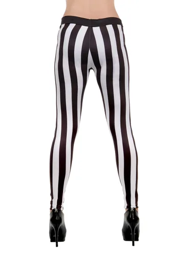 Vista 2 de Leggings de disfraz para mujer a rayas blancas y negras Multicolor