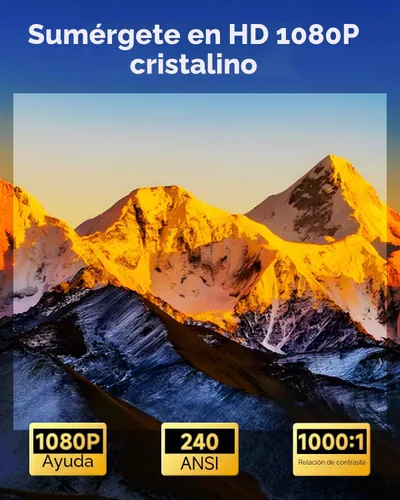 Vista 6 de Mini proyector para iPhone, proyector de películas portátil con WiFi y Bluetooth, soporte de 1080P, proyector de video giratorio de 240°