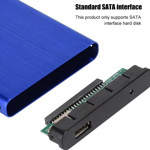 Vista 9 de Funda móvil USB2.0 de 2.5 pulgadas, caja externa de disco duro, aleación de aluminio cepillada para SSD de 2 TB, enchufar y usar, con indicador LED