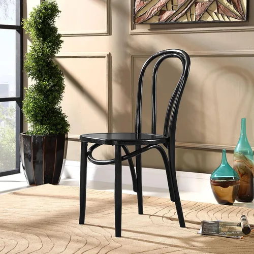 Vista 2 de Modway Eon - Silla de cocina y comedor de madera de olmo natural, color negro, totalmente montada