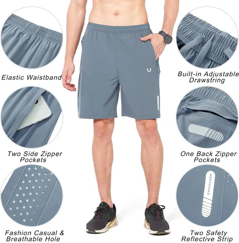 Vista 5 de NORTHYARD Pantalones cortos deportivos ligeros de secado rápido y de 7pulgadas para hombre, para senderismo, deportes, gimnasio, correr