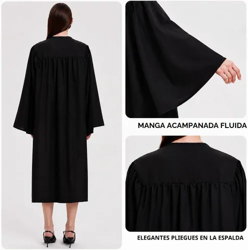 Vista 4 de Unisex Matte Choir Robes for Church &Graduation Gown Only,Graduation Robe,Judge Robes Negro