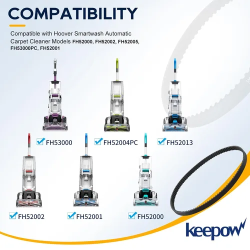 Vista 2 de KEEPOW Juego de cinturones de vacío compatible con Hoover Smartwash FH52000, FH52001, FH52002, FH52002G, FH52004PC, FH52013, FH53000PC limpiador