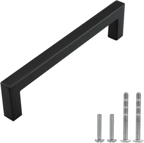 Vista 17 de Modket Paquete de 1 manija cuadrada europea para gabinete de acero inoxidable 304 de 2 pulgadas, pomo negro mate