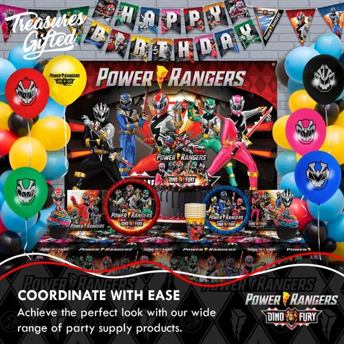 Vista 5 de inchTreasures Gifted - Decoración para tartas con licencia oficial de los Power Rangers, suministros para fiesta de cumpleaños de Power Rangers