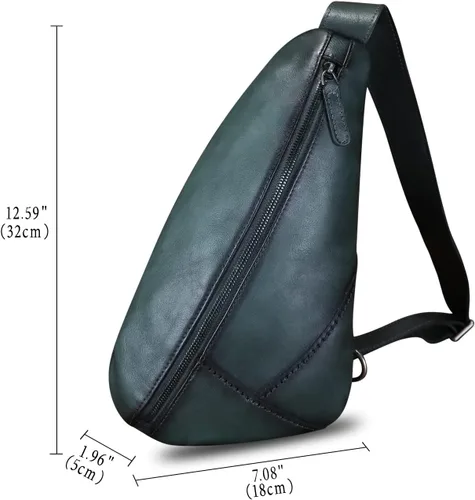 Vista 5 de Bolso de cuero genuino para mujeres y hombres, mochila de cuero vintage, bolso cruzado de hombro, Gris
