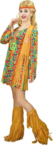 Vista 3 de Disfraz hippie con flecos para mujer de los años 60 y 70