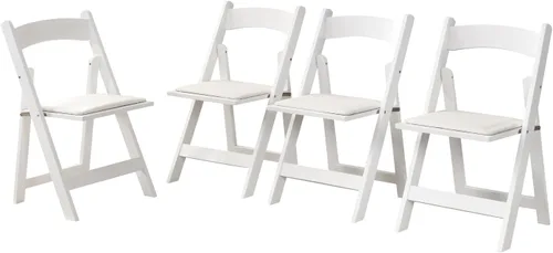 Vista 10 de Wood Folding Chair, Folding Chairs Set of 4, Upholstered Dining Chairs with Black Cushion, Stackable Collapsible Chair for Outside Indoor, Accent