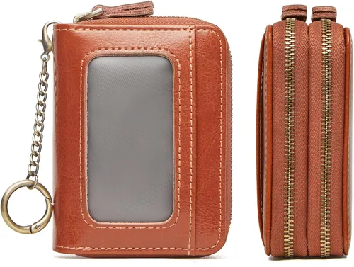 Vista 16 de TFKGS Tarjetero de crédito para mujer, cartera RFID de cuero para mujer con bloqueo de cremallera, llavero para tarjetas de acordeón, regalos