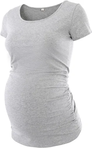 Vista 6 de Liu & Qu Camisetas de maternidad para mujer, manga corta, cuello redondo, paquete de 3