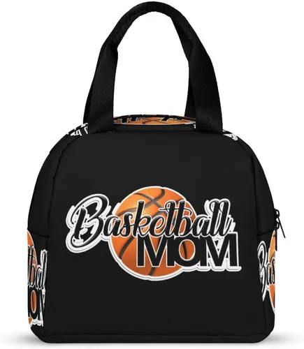 Vista 4 de Lonchera de baloncesto para mamá para mujeres y hombres, bolsa de almuerzo aislada, reutilizable, bolsa de almuerzo