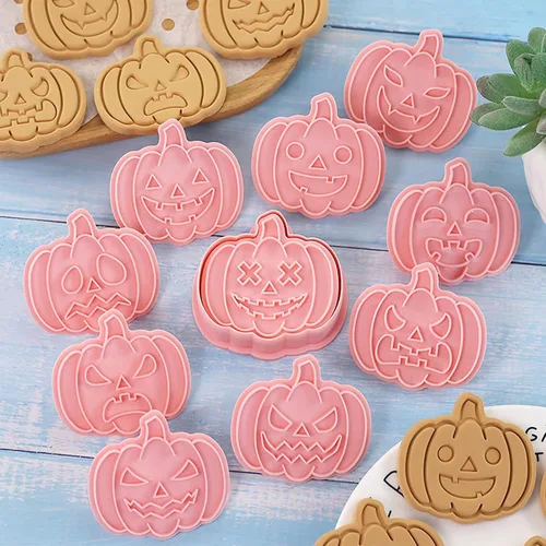 Vista 3 de 10 cortadores de galletas de calabaza de Halloween, sellos de galletas Jack