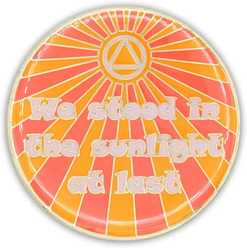 Vista 4 de Chip de sobriedad de 10 años, símbolo de afirmación de regalo de recuperación de monedas AA Sunlight of The Spirit Medallón chapado en oro que