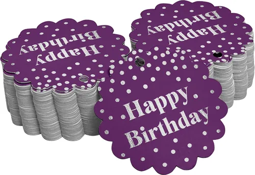 Vista 57 de Etiquetas de papel para colgar con texto en inglés «Happy Birthday» (50 unidades)