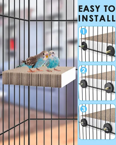 Vista 3 de KATUMO Juguetes para pájaros, periquito de papel de 7.8 pulgadas, trituración, juguetes para masticar, loro perca, plataforma, conure, juguetes