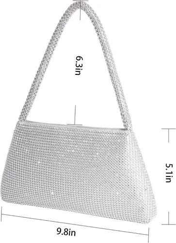 Vista 6 de Naimo Bolso de mano de cristal brillante con asa superior, bolso de hombro cruzado para boda, fiesta, novia