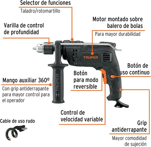 Vista 2 de Rotomartillo Industrial 1/2 '650 W