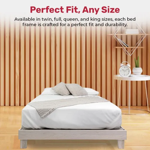 Vista 8 de Marco de cama de plataforma de madera maciza sin herramientas con listones, calidad fabricada en Pensilvania, Estados Unidos por artesanos