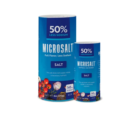 Vista 10 de Microsalt 50 % menos de sal de sodio, sustituto de sal regular, sal de condimento para cocinar, condimentar y hornear, sabor completo, menos sodio