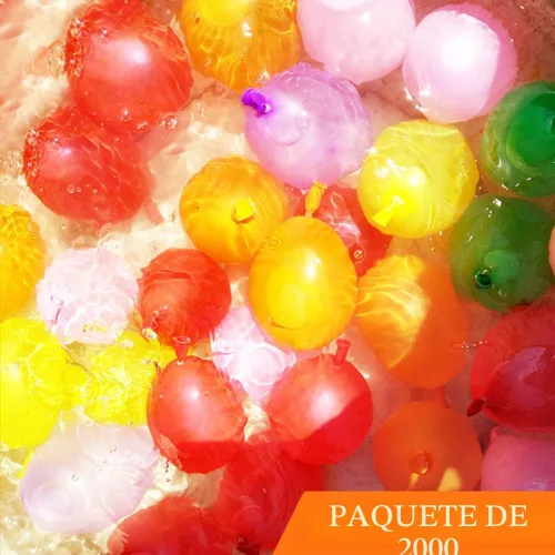 Vista 2 de Paquete de 500 globos de agua de colores con fácil amarre en el cuello, largo para juegos y peleas por Hibery, Pack of 500