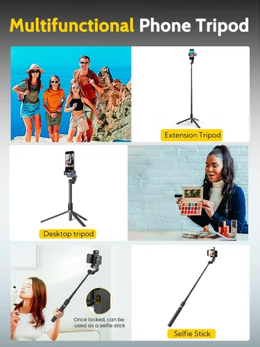Vista 7 de AOCHUAN Trípode de seguimiento facial automático con rotación de 360 grados con luz RGB, cardán de teléfono de un solo eje para iPhone Android