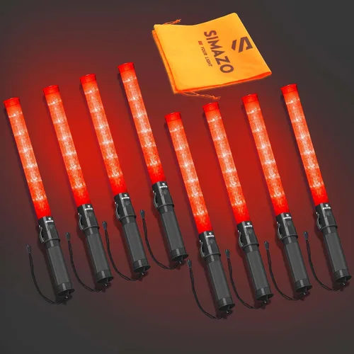 Vista 13 de Paquete de 2 varitas de tráfico, varita roja de control de tráfico de 21 pulgadas con 3 modos de parpadeo, bastón de seguridad de tráfico LED