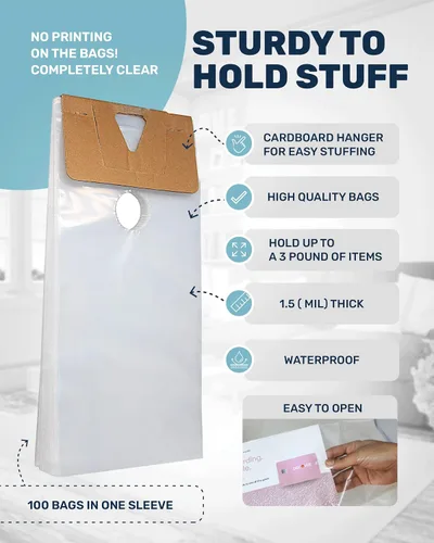 Vista 5 de Skywin TidyFriend - Bolsas de plástico para colgar puertas de 6 x 12 pulgadas (paquete de 2000) bolsas transparentes para colgar puertas, perchas