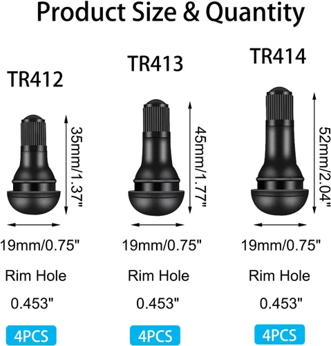 Vista 2 de Kit de extracción e instalador de herramientas de vástago de válvula de neumático, 4 piezas TR412, 4 piezas TR413, 4 piezas TR414 vástago de válvula