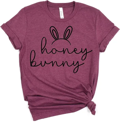Vista 4 de Camisas de conejo de miel, camisetas de Pascua para niños, mamá, papá, bebé, camiseta familiar de huevos de Pascua pastel para mujeres, camisetas