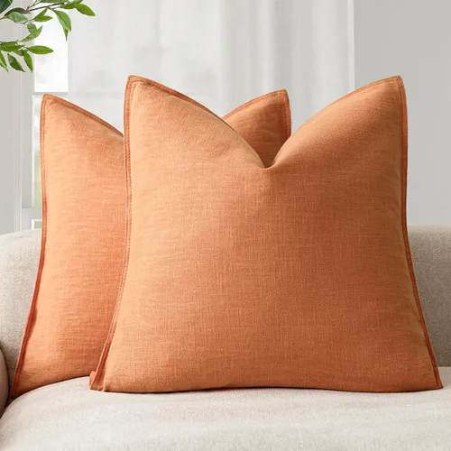 Vista 38 de Foindtower Juego de 2, Fundas Decorativas de Almohada de Lino Sólido Suaves Fundas de Cojín Europeo de Acento Estilo Granja Neutral para Silla Sofá
