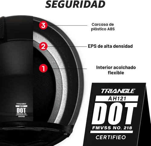 Vista 5 de TRIANGLE Casco modular abatible, doble visera de cara completa aprobado por DOT para adultos Features quick-release inner sunshield, custom-fit