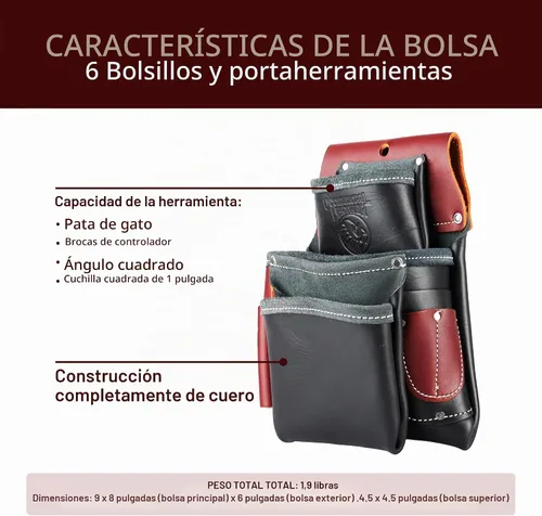 Vista 3 de Occidental Leather 3 Pouch Pro Fastener Bag Negro