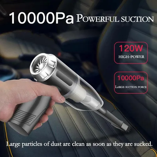 Vista 5 de El mini aspirador de coche 3 en 1 tiene una súper succión de 10000 PA y 120 W de alta potencia. La aspiradora portátil de mano se puede utilizar