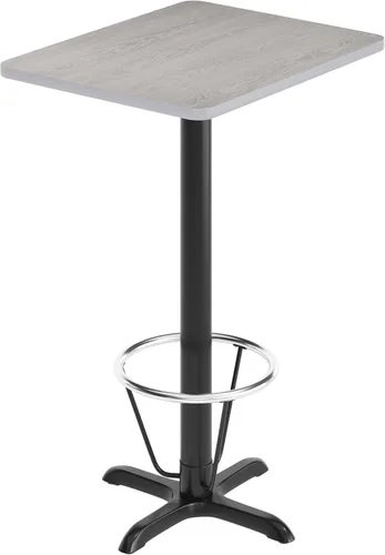 Vista 4 de Flash Muebles 24" x 30" mesa rectangular parte superior con 22" x 22" Bar Altura Base de mesa y pie anillo, Hierro fundido, Negro