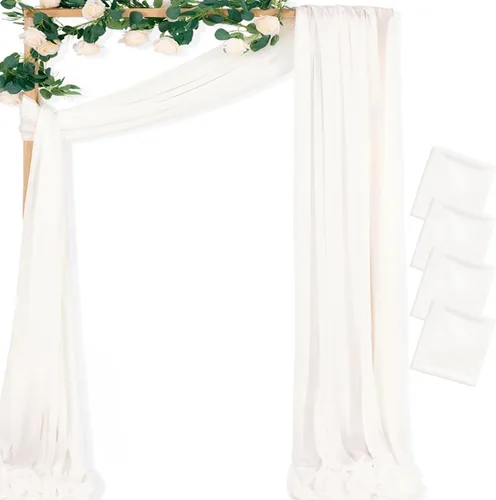 Vista 26 de MLMC 1 panel de tela para arco de boda azul bebé, 29 x 20 pies, cortinas de gasa extralargas transparentes de 6.6 yardas, paneles de cortinas