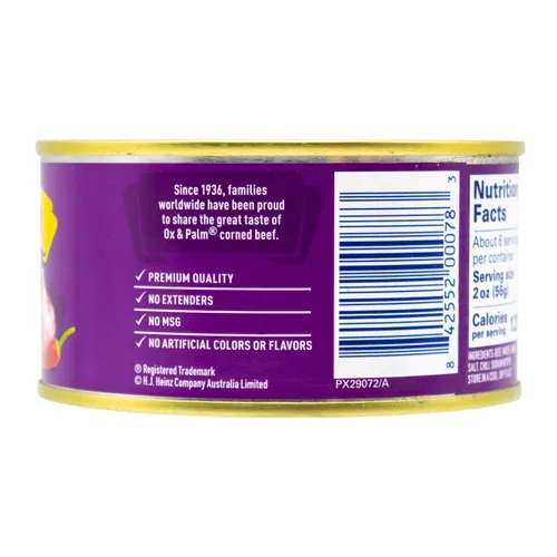 Vista 4 de Ox & Palm Carne en conserva con sabor a chile y ajo 11.5 onzas (paquete de 12)