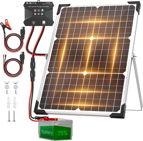 Vista 11 de Voltset - Cargador de batería solar de 10 W 12 V: mantenedor de panel solar para automóvil, barco - Cargador solar monocristalino impermeable