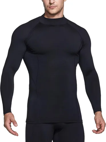Vista 2 de TSLA - paquete de 1 o 2 camisas térmicas de compresión de manga larga para hombre cuello alto falsocuello de tortuga para deportes invierno