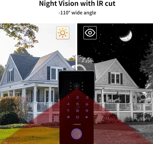 Vista 5 de ANJIELO SMART Sistema de intercomunicación de video WiFi, timbre visual de 2 hilos, timbre de video con pantalla táctil de 7 pulgadas con monitor